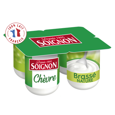 Yaourts brassés au lait de chèvre nature SOIGNON - 4 pots de 110g