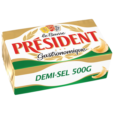 Beurre demi sel Gastronomique demi sel 80%MG PRESIDENT - Plaquette 500g