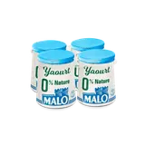 Yaourt nature 0% de mg, MALO, pot, carton, 4x125g