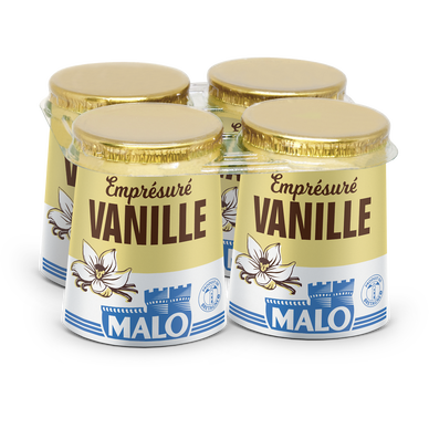 Emprésuré sucré à la vanille lait pasteurisé MALO 4x125G