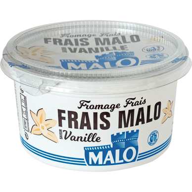 Fromage frais sucré arôme naturel de vanille, MALO, 40% de MG, pot de500g