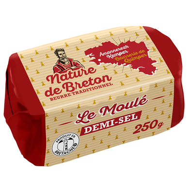 Beurre moulé demi-sel 80%MG NATURE DE BRETON - Plaquette 250g