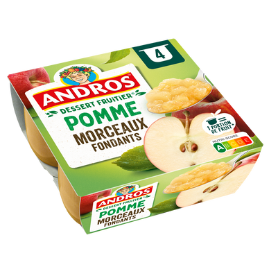 Dessert fruitier pomme avec morceaux ANDROS 4x100g soit 400g