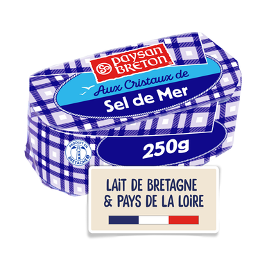 Beurre moulé aux cristaux de sel de mer 80%MG PAYSAN BRETON - 250g