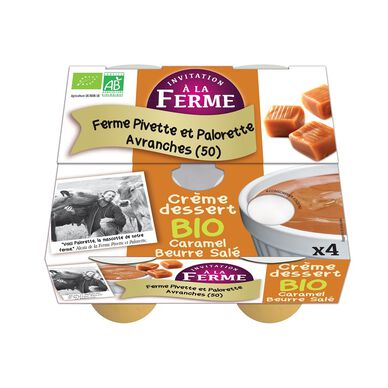Crème dessert caramel beurre salé bio FERME PEARD 4x100g