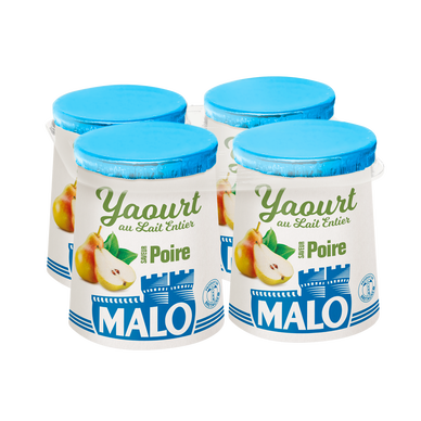 Yaourt au lait entier pasteurisé saveur poire MALO 4x125g