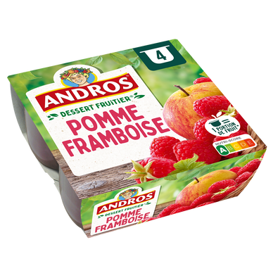 Compote Pomme Framboise ANDROS  -  4 pots de 100g