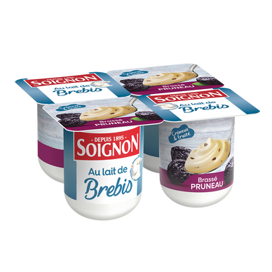 Yaourt brassé lait de brebis pruneau SOIGNON x4 440g