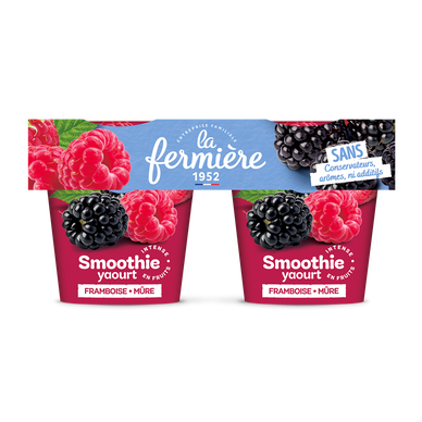 Smoothie yaourt framboise mûre LA FERMIERE 2x140g
