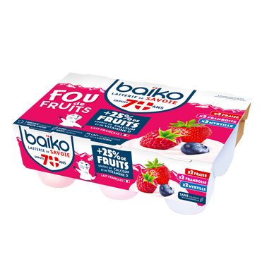 Yaourts enfants fruits rouges BAIKO 6x100g