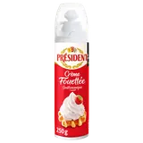 Crème légère UHT sous pression PRÉSIDENT, 28%MG, aérosol de 250g