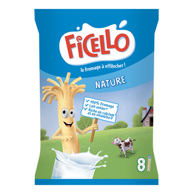 Fromage à effilocher Nature FICELLO - Paquet de 8 bâtonnets - 8x21g