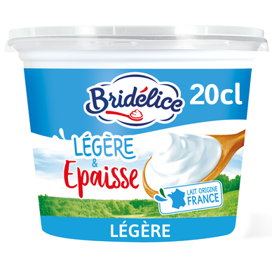 Crème fraîche légère épaisse BRIDELICE, 15%MG - 20cl