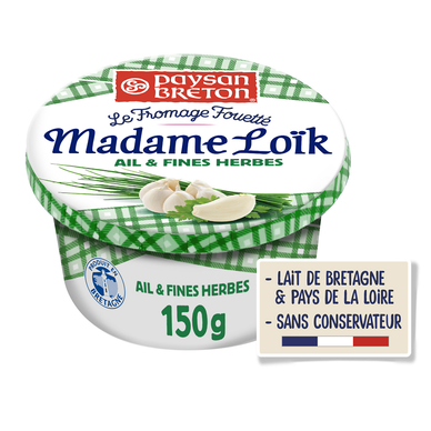 Fromage à tartiner Ail et fines herbes fouetté MADAME LOIK - 150g