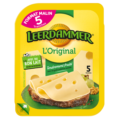 Fromage original format malin 27,5%mg LEERDAMMER 5 tranches 125g