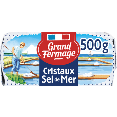 Beurre cristaux de sel Noirmoutier GRAND FERMAGE, 80% de MG, plaquettede 500g