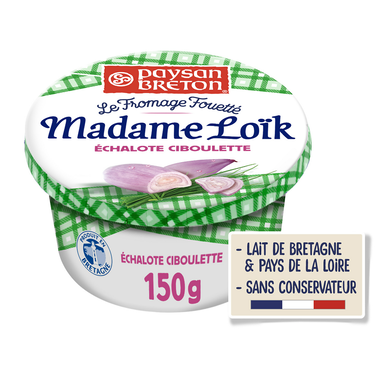 Fromage à tartiner Echalote et Ciboulette fouétté MADAME LOIK - 150g