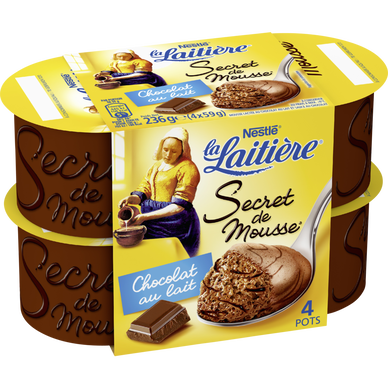 Mousse au chocolat au lait Secret de mousse LA LAITIERE - 4x59g