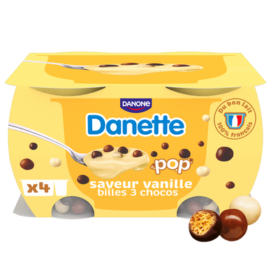 Crème dessert vanille billes chocolat DANETTE - 4x117g