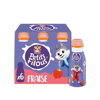 Yaourt à boire enfant fraise PETITS FILOUS - 6x100g