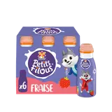 Yaourt à boire enfant fraise PETITS FILOUS - 6x100g