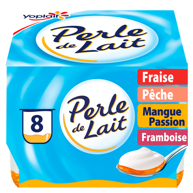 Yaourt sur lit de fruits multi variété PERLE DE LAIT - 8x125g