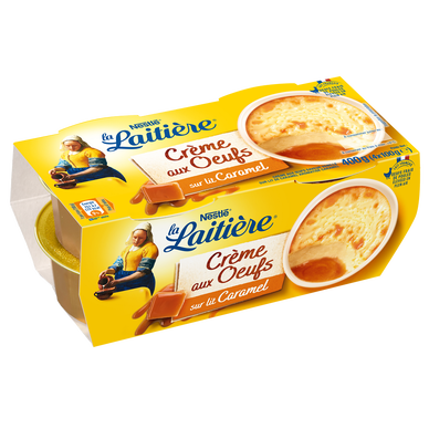 Crème aux oeufs sur lit de caramel LA LAITIERE - 4 pots de 100g