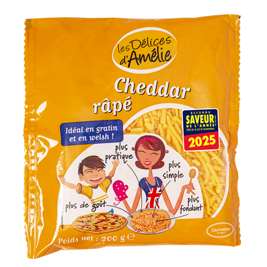 Râpé de cheddar pasteurisé 34% de matière grasse LE CENTURION, 200g