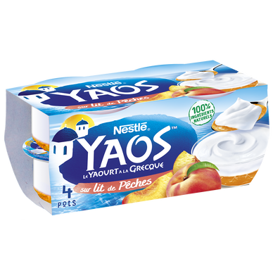 Yaourt à la grecque nature sur lit de pêches YAOS - 4x125g