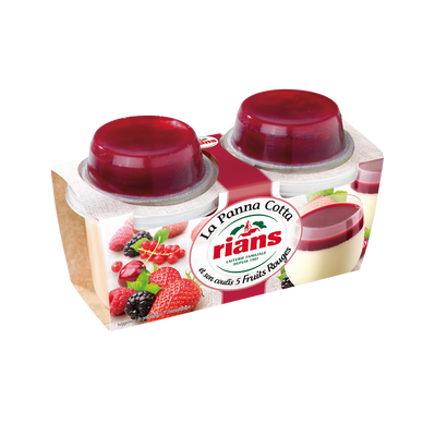 Dessert Panna Cotta coulis fruits rouges RIANS - 2 pots de 120g