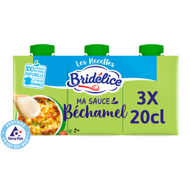 Sauce Béchamel stérilisée UHT BRIDELICE, 3 briques de 20cl