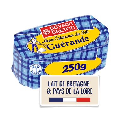Beurre moulé aux cristaux de sel de Guérande 80%MG PAYSAN BRETON - 250g