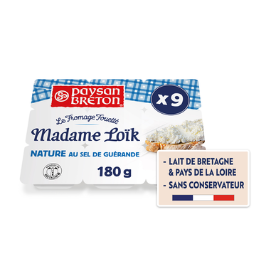 Fromage fouetté à tartiner Nature MADAME LOIK - Portion 9x20G