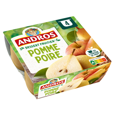 Dessert fruitier Pomme Poire ANDROS - 4 pots de 100g