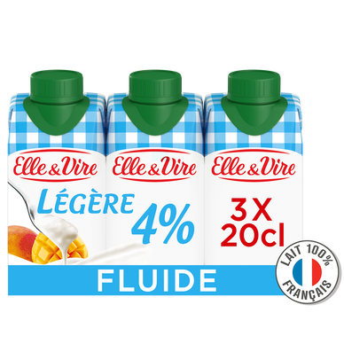 Crème UHT extra-légère fluide 4% MG ELLE&VIRE - 60 cl
