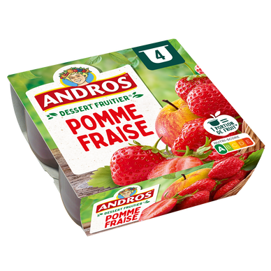Dessert fruitier Pomme Fraise ANDROS - 4 pots de 100g