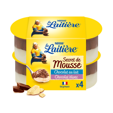 Mousse au chocolat au lait et blanc Secret de mousse LA LAITIERE - 4x59g