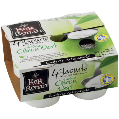 Yaourt au citron vert KER RONAN - 4x125g