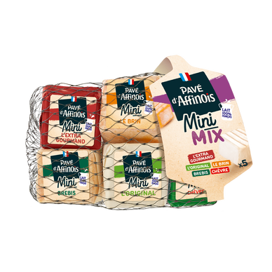 Fromage au lait pasteurisé de vache de brebis et de chèvre mix PAVE D'AFFINOIS, 38%mg, x5 soit 130g