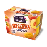 Dessert fruitier morceaux Pêche Sans sucre ajouté CHARLES & ALICE, 4x95g