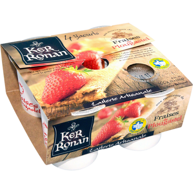 Yaourt brassé aux fraises de Plougastel KER RONAN - 4x125g