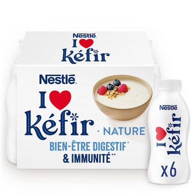 Lait fermenté à boire nature i love kefir NESTLE 6x100g