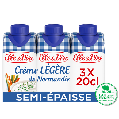 Crème UHT légère semi-épaisse 18% MG ELLE&VIRE - 60 cl