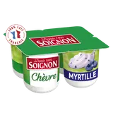 Yaourts brassés au lait de chèvre myrtille SOIGNON - 4 pots de 125g