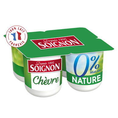 Yaourts au lait de chèvre nature 0% SOIGNON - 4 pots de 125g