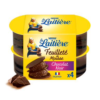 Mousse au chocolat noir Feuilleté de mousse LA LAITIERE - 4x57g