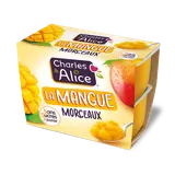 Dessert fruitier morceaux Mangue Sans sucre ajouté CHARLES & ALICE, 4x95g