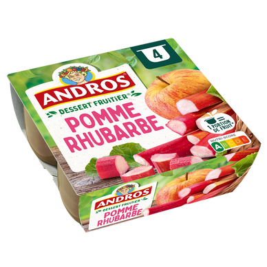 Dessert fruitier Pomme Rhubarbe ANDROS - 4 pots de 100g
