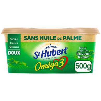 Matière grasse à tartiner et à cuire allégée OMEGA 3 doux 50% de matière grasse ST HUBERT, 500g