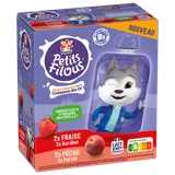 Yaourt brassé petits filous fraise et pêche YOPLAIT gourde 4x85g